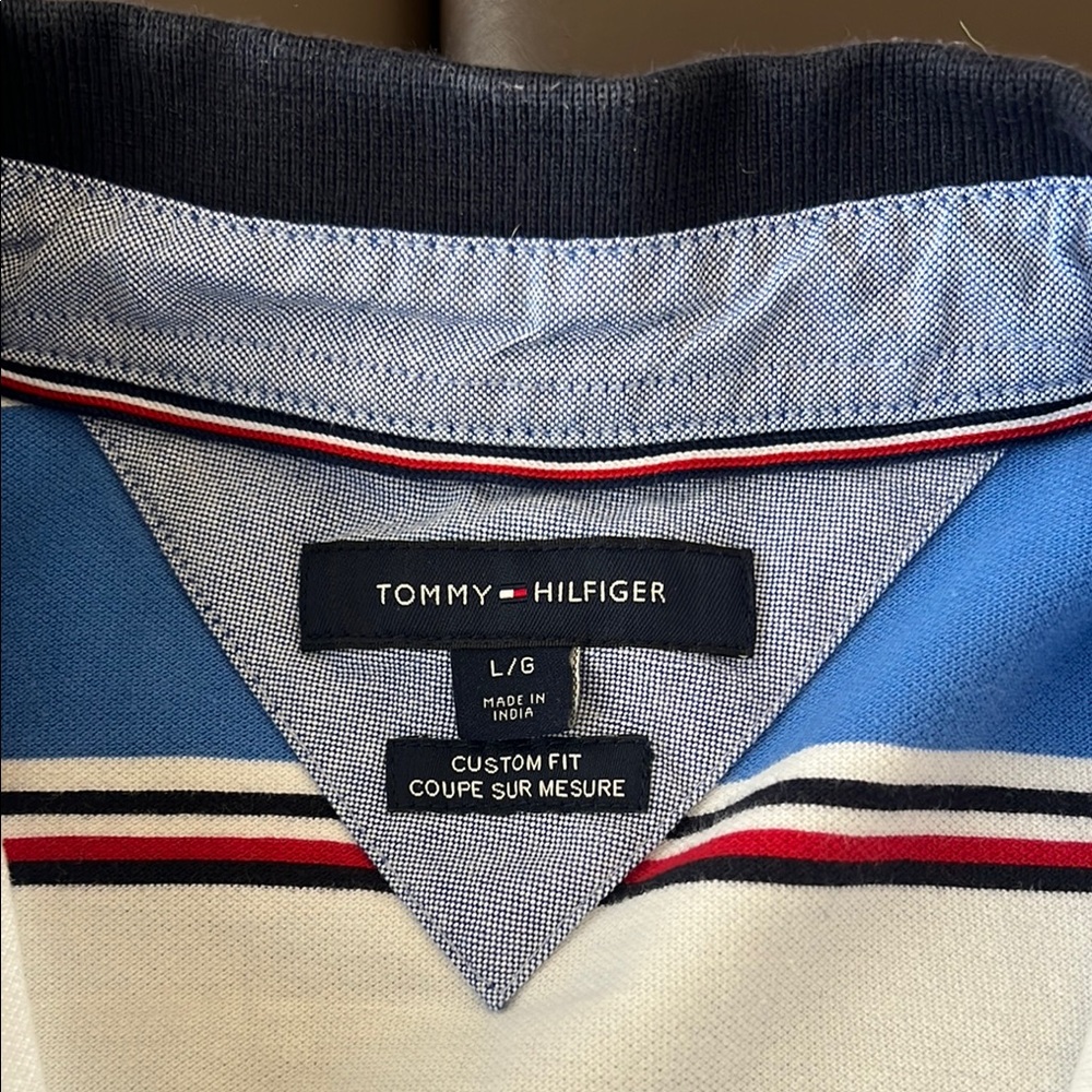Tommy Hilfiger Blue and White Striped Polo Shirt - Picture 3 of 6